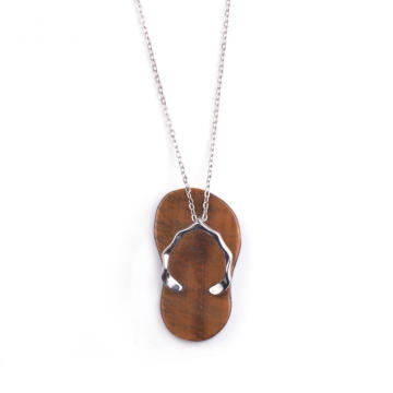 Драгоценный камень Tiger глаз ожерелье пар тапочка любовь ожерелье кулон ювелирных изделий Аксессуары
